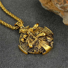 Colar com pingente de cruz de Odin Viking nórdico masculino