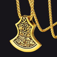 Colar com pingente Viking Battle Axe e bússola masculino