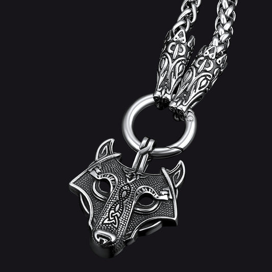 Wikinger Wolf Anhänger Halskette Wolf Seil Kette Herren