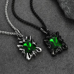 Gothic Kristall Rubin Drachenklaue Halskette Herren
