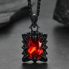 Gothic Kristall Rubin Drachenklaue Halskette Herren