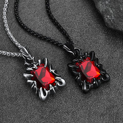 Gothic Kristall Rubin Drachenklaue Halskette Herren