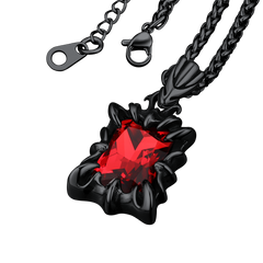 Gothic Kristall Rubin Drachenklaue Halskette Herren