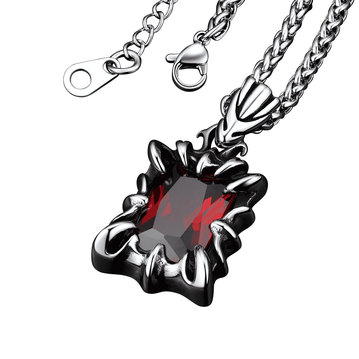 Gothic Kristall Rubin Drachenklaue Halskette Herren