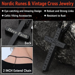 Kreuz Halskette Wikinger Rune Amulett Anhänger Männer Frauen