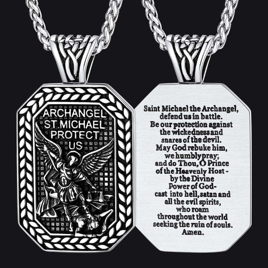 Erzengel St. Michael Hundemarke Anhänger Halskette Herren