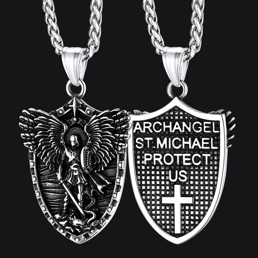 Schild Erzengel St. Michael Anhänger Halskette Herren