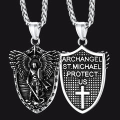 Schild Erzengel St. Michael Anhänger Halskette Herren