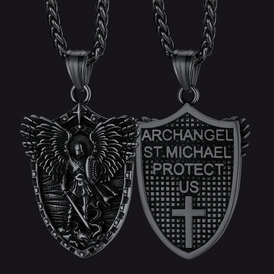 Schild Erzengel St. Michael Anhänger Halskette Herren
