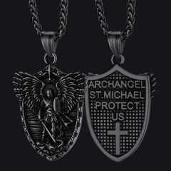 Schild Erzengel St. Michael Anhänger Halskette Herren