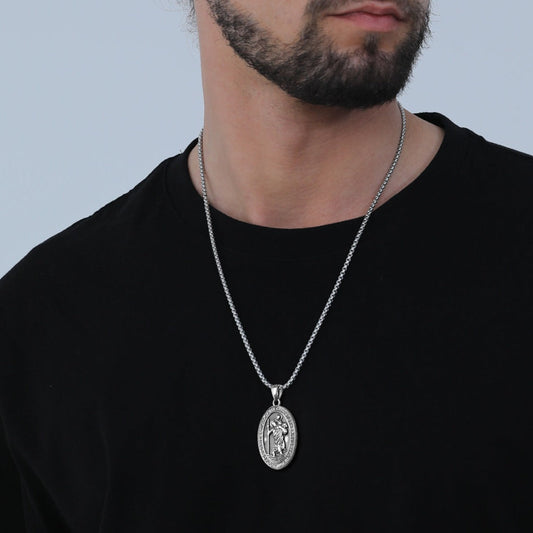 Katholische Halskette mit gravierter St.-Christophorus-Medaille für Herren