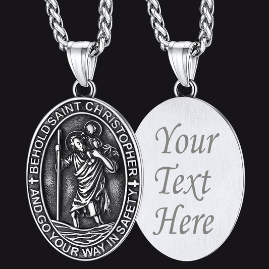 Katholische Halskette mit gravierter St.-Christophorus-Medaille für Herren