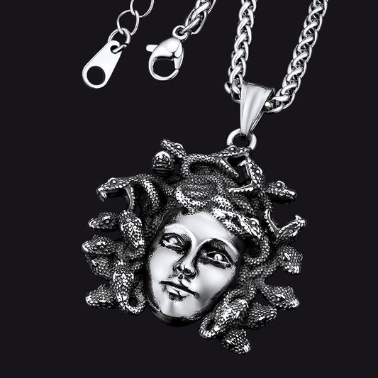 Vintage Medusa Halskette Amulett Anhänger Frauen Männer