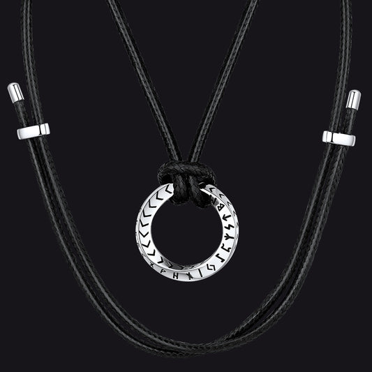 Viking Mobius Circle Lederhalskette Verstellbare Lederkette Herren