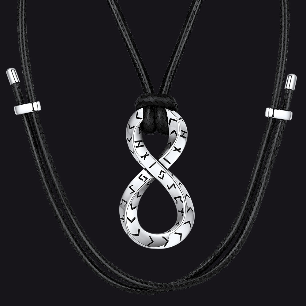 Viking Mobius Infinity Halskette Verstellbare Lederkette Herren