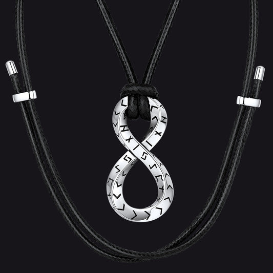 Viking Mobius Infinity Halskette Verstellbare Lederkette Herren
