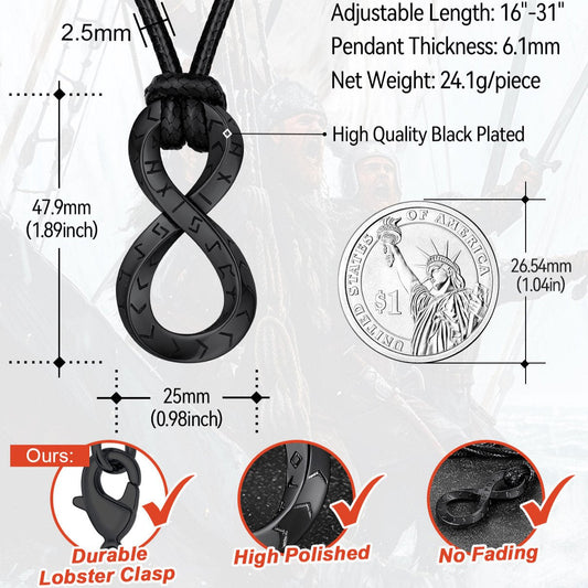 Viking Mobius Infinity Halskette Verstellbare Lederkette Herren