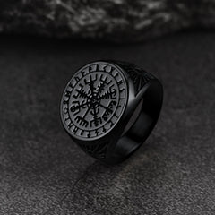 Anel de bússola nórdico viking Anel de sinete Vegvisir