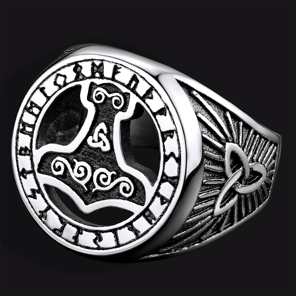 Viking Thors Martelo Anel Runas Homens