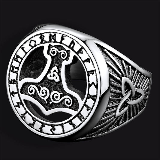 Viking Thors Martelo Anel Runas Homens