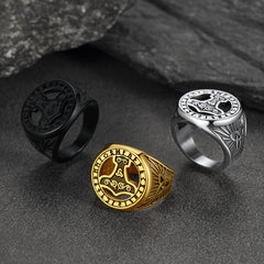Viking Thors Martelo Anel Runas Homens