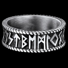 Stainless Steel Norse Viking Runes Band Ring Men