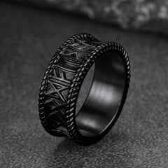 Stainless Steel Norse Viking Runes Band Ring Men