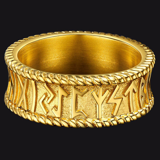 Stainless Steel Norse Viking Runes Band Ring Men