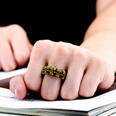 Anel de caveira gótico punk masculino em aço inoxidável