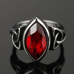 Anel masculino vintage de rubi celta em aço inoxidável - Oferta relâmpago