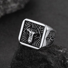 Anel de sinete de lobo viking nórdico masculino