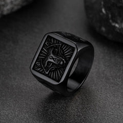 Anel de sinete de lobo viking nórdico masculino