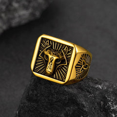 Anel de sinete de lobo viking nórdico masculino