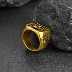 Anel de sinete de lobo viking nórdico masculino