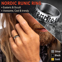 Norse Viking Runes Ring Stainless Steel Ring Men