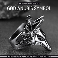 Altägyptischer Anubis-Ring Ankh-Kreuz für Männer