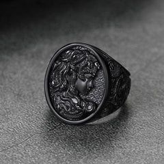 Anel de cabelo de cobra Medusa, anel de sinete da mitologia grega para homens e mulheres