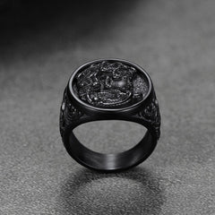 Anel de cabelo de cobra Medusa, anel de sinete da mitologia grega para homens e mulheres