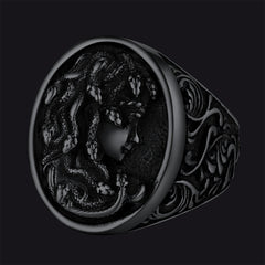 Anel de cabelo de cobra Medusa, anel de sinete da mitologia grega para homens e mulheres