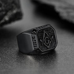 Square Masonic Signet Ring Runes Men