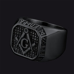 Square Masonic Signet Ring Runes Men