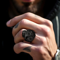 Punk Masonic Sugar Skull Ring Men