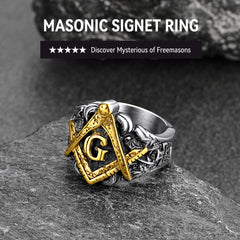 Anel de sinete gravado com mestre maçom maçônico masculino