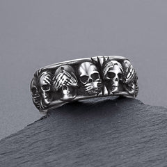 See No Evil Hear No Evil Speak No Evil Skulls Ring Men