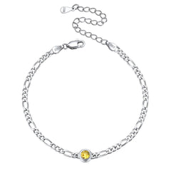Armband aus Sterlingsilber, 3 mm dünne Kette mit Geburtssteinen