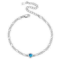 Armband aus Sterlingsilber, 3 mm dünne Kette mit Geburtssteinen