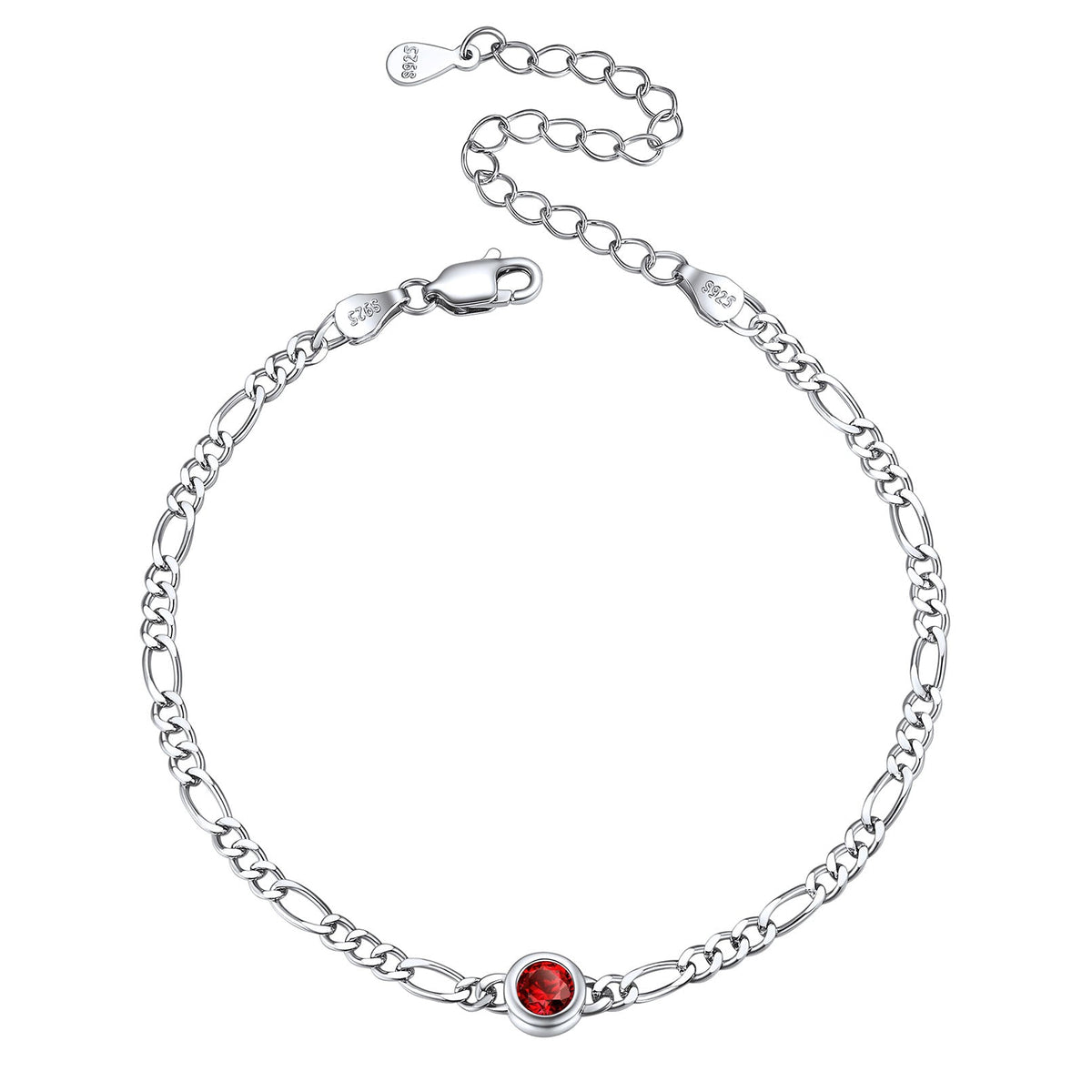 Armband aus Sterlingsilber, 3 mm dünne Kette mit Geburtssteinen