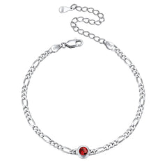 Armband aus Sterlingsilber, 3 mm dünne Kette mit Geburtssteinen