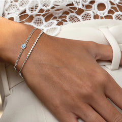 Armband aus Sterlingsilber, 3 mm dünne Kette mit Geburtssteinen