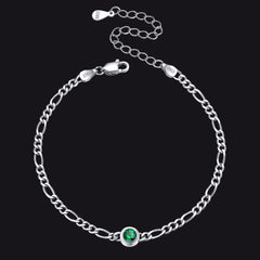 Armband aus Sterlingsilber, 3 mm dünne Kette mit Geburtssteinen